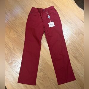 Ferre Boys Lightweight Straight Leg Cotton Pants Sz 8A Dark Red Madein Italy NWT